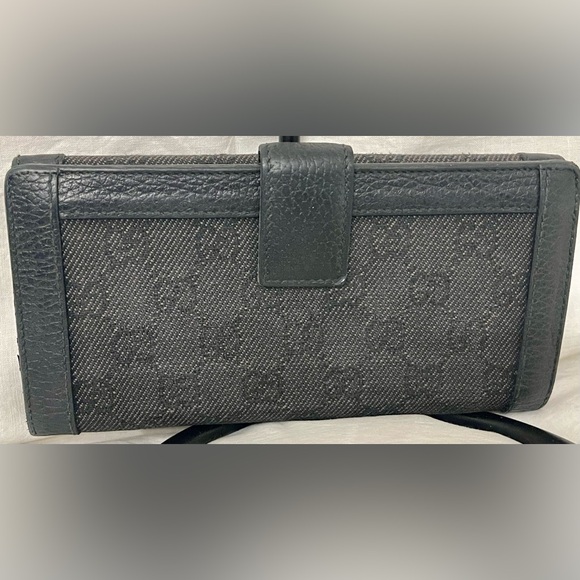 GUCCI Black Leather & Canvas GG Long Wallet 🔥 SALE - Picture 2 of 6